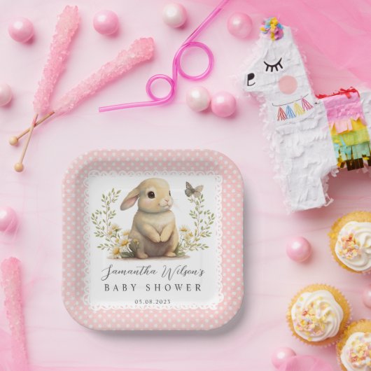 イースターオベビーバニー春ガールベイビーシャワー ペーパープレート (パーティー)