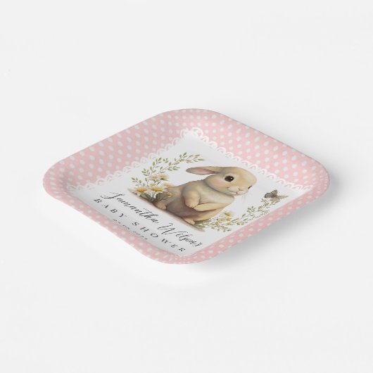 イースターオベビーバニー春ガールベイビーシャワー ペーパープレート (傾斜あり)