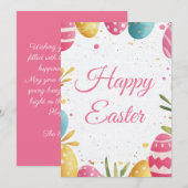 イースターカスタムエッグと花を持つイースターカード シーズンカード (正面/裏面)