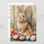 イースターカスタムエッグと花を持つイースターカード シーズンカード (正面/裏面)