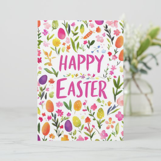 イースターカスタムエッグと花を持つイースターカード シーズンカード (スタンド正面)