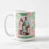 イースターカスタムフォトパステルピンク&グリーン花模様 コーヒーマグカップ (左)