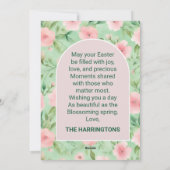 イースターカスタムフォトパステルピンク&グリーン花模様 シーズンカード (裏面)