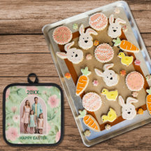 イースターカスタムフォトパステルピンク&グリーン花模様