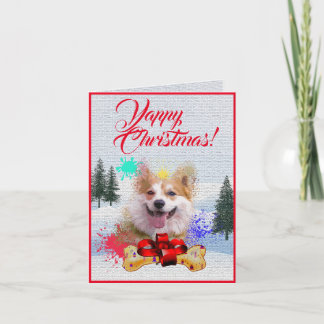 イースターカスタム かわいい コーギー 犬のクリスマスカード カード