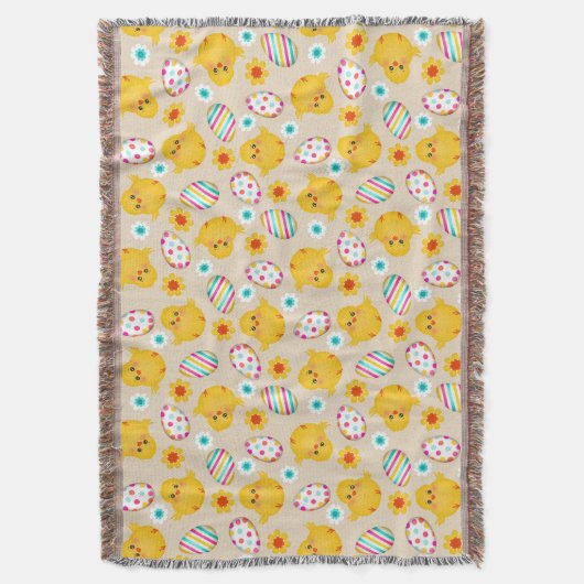 イースターカラフルの卵と雛のパターン スローブランケット (正面縦)