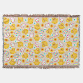 イースターカラフルの卵と雛のパターン スローブランケット (正面)