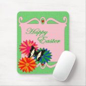 イースターカラフルの花と蝶 マウスパッド (マウス)