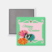 イースターカラフルの花と蝶 マグネット (正面/裏面)