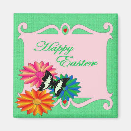 イースターカラフルの花と蝶 マグネット