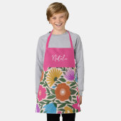 イースターカラフルはっきりした花模様 |春キッズエプロン エプロン (着用した状態)