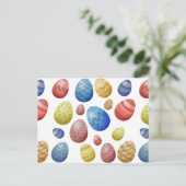 イースターカラフルエッグかわいい春ホリデーギフト ポストカード (スタンド正面)