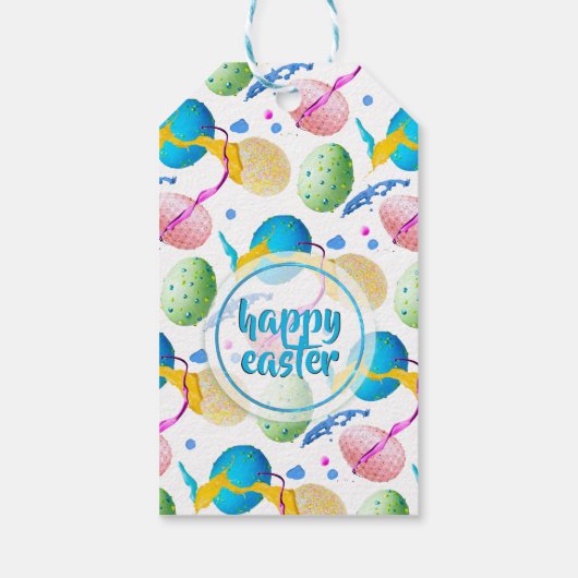 イースターカラフルエッグとプ絵を描ランス ギフトタグ (裏面)
