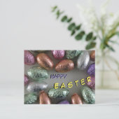 イースターカラフルエッグのお客様。ハッピーイースターはがき ポストカード (スタンド正面)