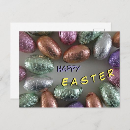 イースターカラフルエッグのお客様。ハッピーイースターはがき ポストカード (正面/裏面)