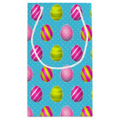 イースターカラフルエッグの水玉模様背景 スモールペーパーバッグ (裏面)