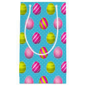 イースターカラフルエッグの水玉模様背景 スモールペーパーバッグ (正面)