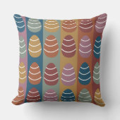 イースターカラフルエッグストライプパターンハッピーイースター クッション (正面)