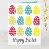 イースターカラフルエッグハッピーイースターグリーティング カード (黄色い花)