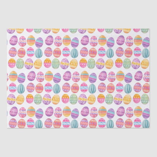 イースターカラフルエッグパターン(の模様が)あるの水色かわいらし 薄葉紙 (正面)