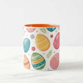 イースターカラフルエッグパターン ツートーンマグカップ (中央)