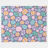 イースターカラフルエッグパターン フリースブランケット (正面(横))