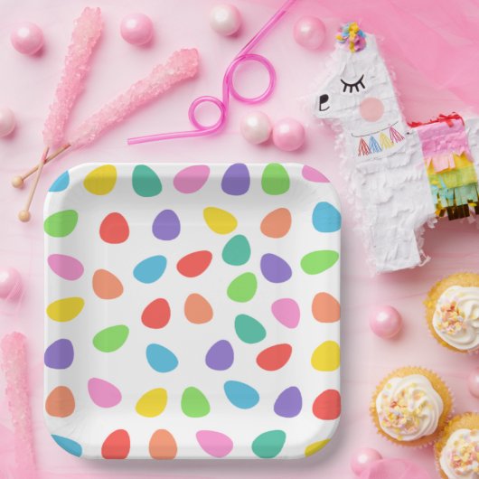 イースターカラフルエッグパターン ペーパープレート (パーティー)