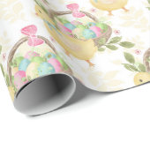 イースターカラフルエッグベビーチキンフラワー ラッピングペーパー (ロールコーナー)