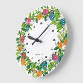 イースターカラフルエッグリース ラージ壁時計 (傾斜)