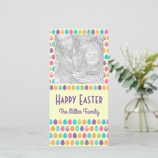 イースターカラフルエッグ写真ホリデーカード シーズンカード (スタンド正面)