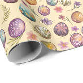 イースターカラフルエッグ春パステルフローラルパターン ラッピングペーパー (ロールコーナー)
