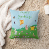 イースターカラフルエッグ狩りバニーシック クッション (ブランケット)