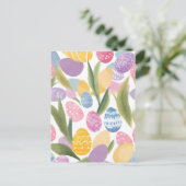 イースターカラフルエッグ | かわいらし水絵を描色 ポストカード (スタンド正面)