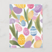 イースターカラフルエッグ | かわいらし水絵を描色 ポストカード (正面)