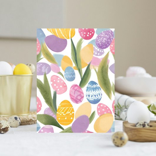 イースターカラフルエッグ | かわいらし水絵を描色 ポストカード