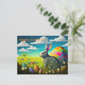イースターカラフルエッグ&イースターバニー牧草地 シーズンポストカード (スタンド正面)