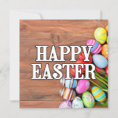 イースターカラフルエッグ&チューリップ花 カード (正面)