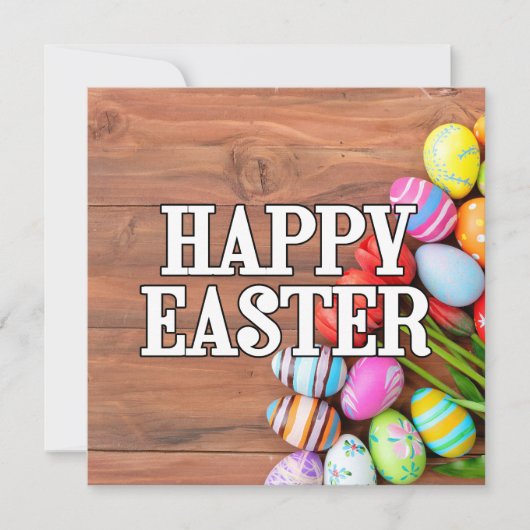 イースターカラフルエッグ&チューリップ花 カード (正面)