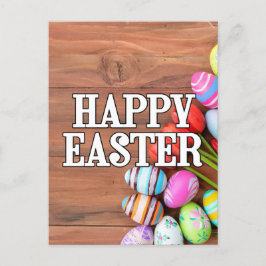 イースターカラフルエッグ&チューリップ花 ポストカード