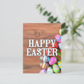 イースターカラフルエッグ&チューリップ花 ポストカード (スタンド正面)