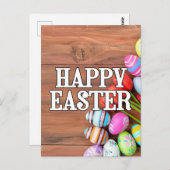 イースターカラフルエッグ&チューリップ花 ポストカード (正面/裏面)