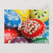 イースターカラフルエッグ、ハッピーイースター、休日 シーズンポストカード (正面)