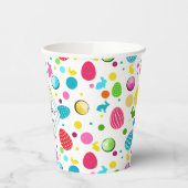 イースターカラフルエッグ、バンニー、カップケーキモノグラムの 紙コップ (左)