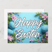 イースターカラフルエッグ&フラワーコラージュ ポストカード (正面/裏面)