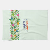 イースターカラフルエッグ&フラワーパターン キッチンタオル (横)