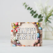 イースターカラフルエッグ&フラワーリースコラージュ ポストカード (スタンド正面)