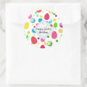 イースターカラフルエッグ、ブンニー、カップケーキモノグラム ラウンドシール (バッグ)