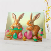 イースターカラフルエッグ&ラビットコレクション カード (黄色い花)
