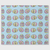 イースターカラフルエッグ。青の背景 ラッピングペーパー (フラット)