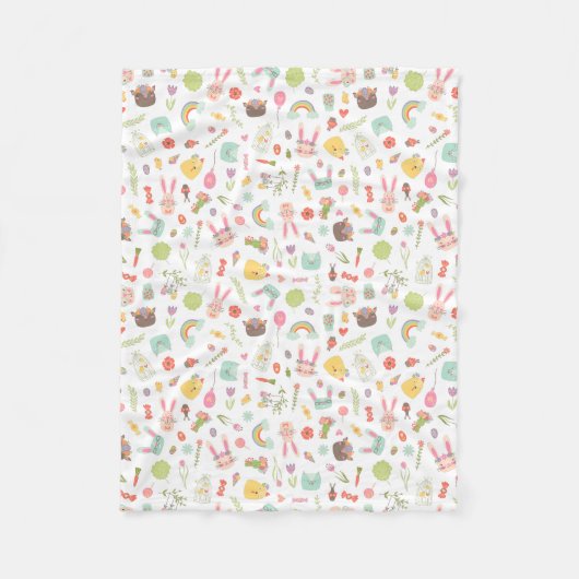 イースターカラフルクリップアートパターン フリースブランケット (正面)